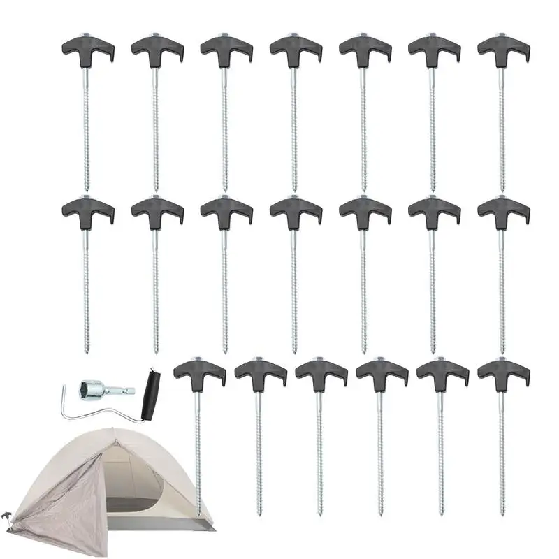 Heavy Duty Tent Stakes Multipurpose Metal Tent Pegs Camping Tent Ground Nails Heavy Duty Ground Stakes Yard Stakes Threaded Tent