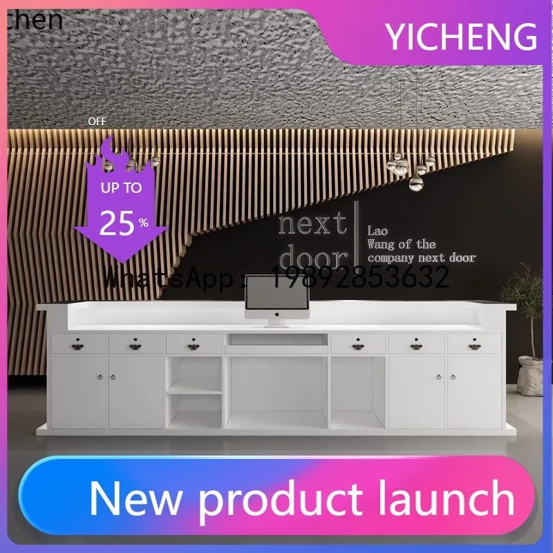 X7  Front Desk Hotel Cashier Curved Beauty Salon Bar Counter Stainless Steel Reception Desk