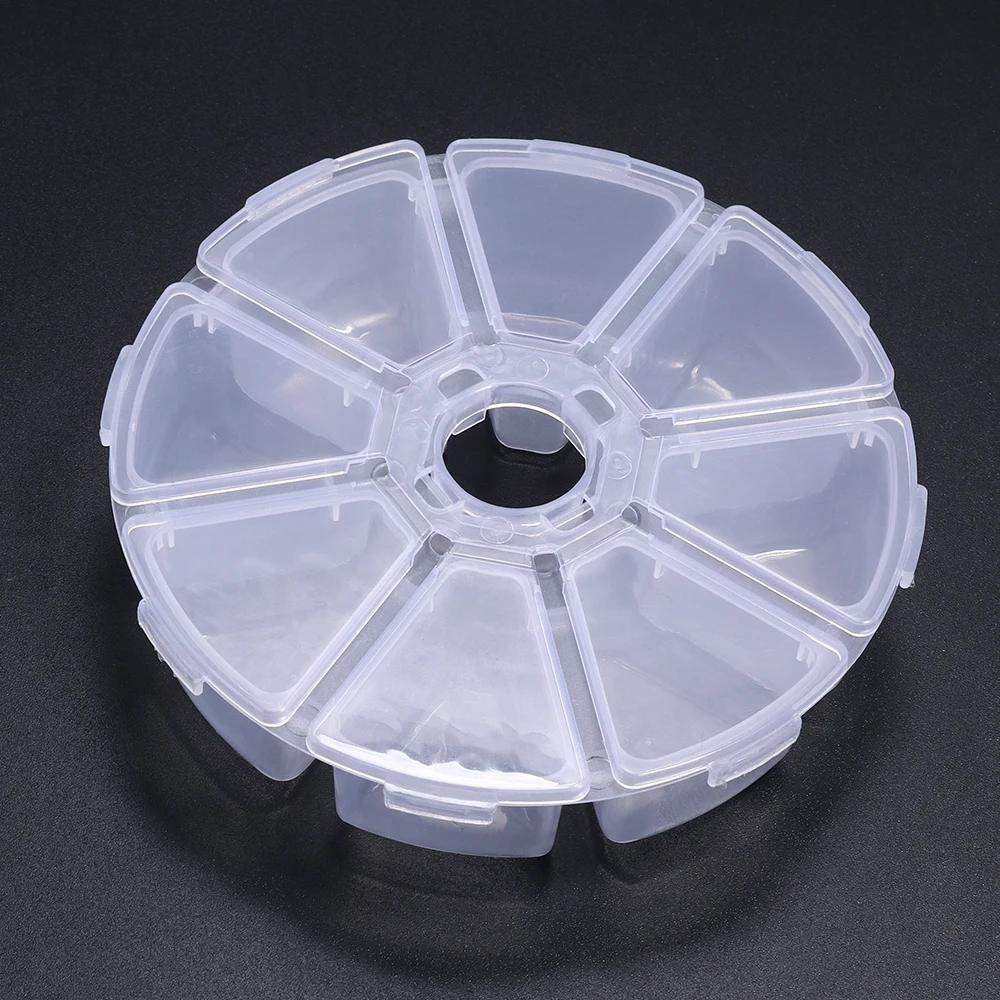 8-grid Round Transparent Plastic Storage Box Necklace Ring Earring Cabochon Beads Classified Storage Box DIY Jewelry Accessories