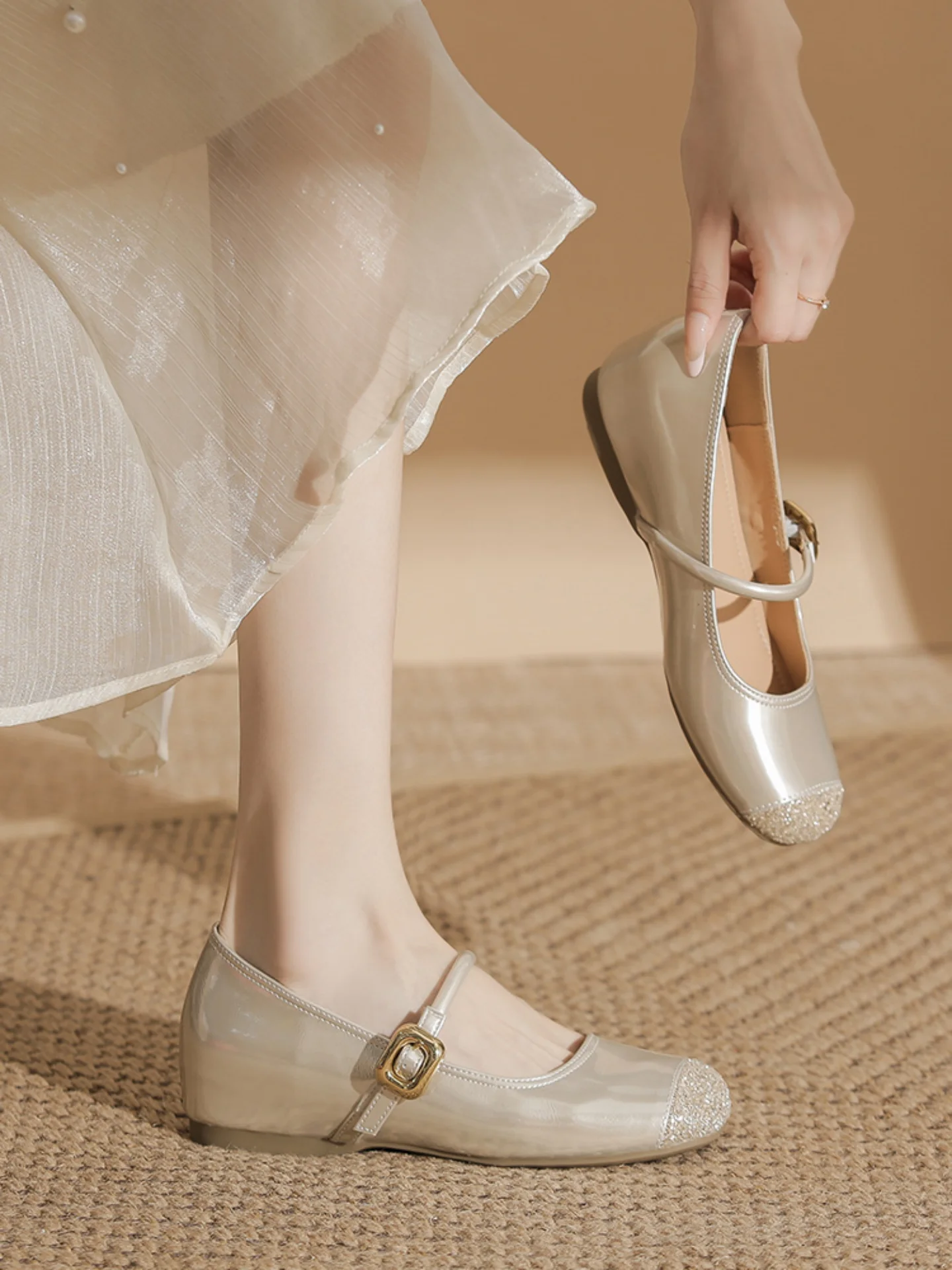 elevated-mary-jane-ballet-flats-women's-fashion-splice-skirt-comfortable-korean-style-slip-on-round-toe-flat-heel-color