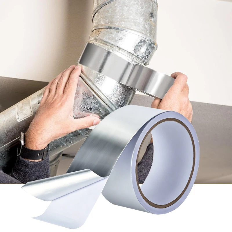 5/10M Aluminum Foil Tape Silver Metal HVAC Heat Tapes Waterproof High Temperature For Ductwork Ducting Sealing Patching Furnace