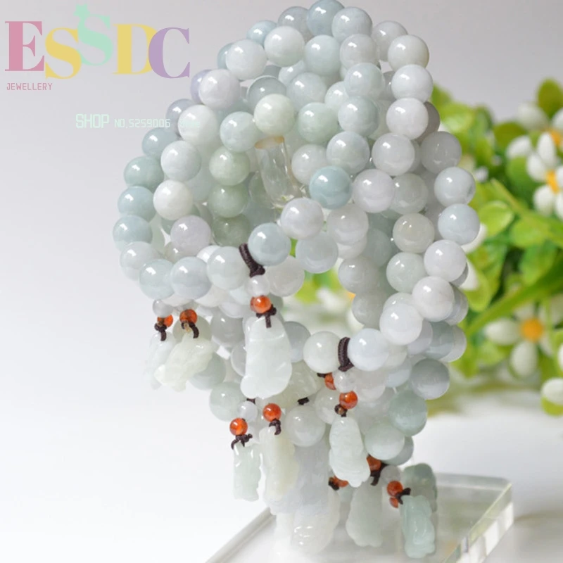 Wholesale Class a Natural Jadeite Pixiu Light Green Burmese Emerald Bead  Pendant Bracelet Male and Female Jade Br