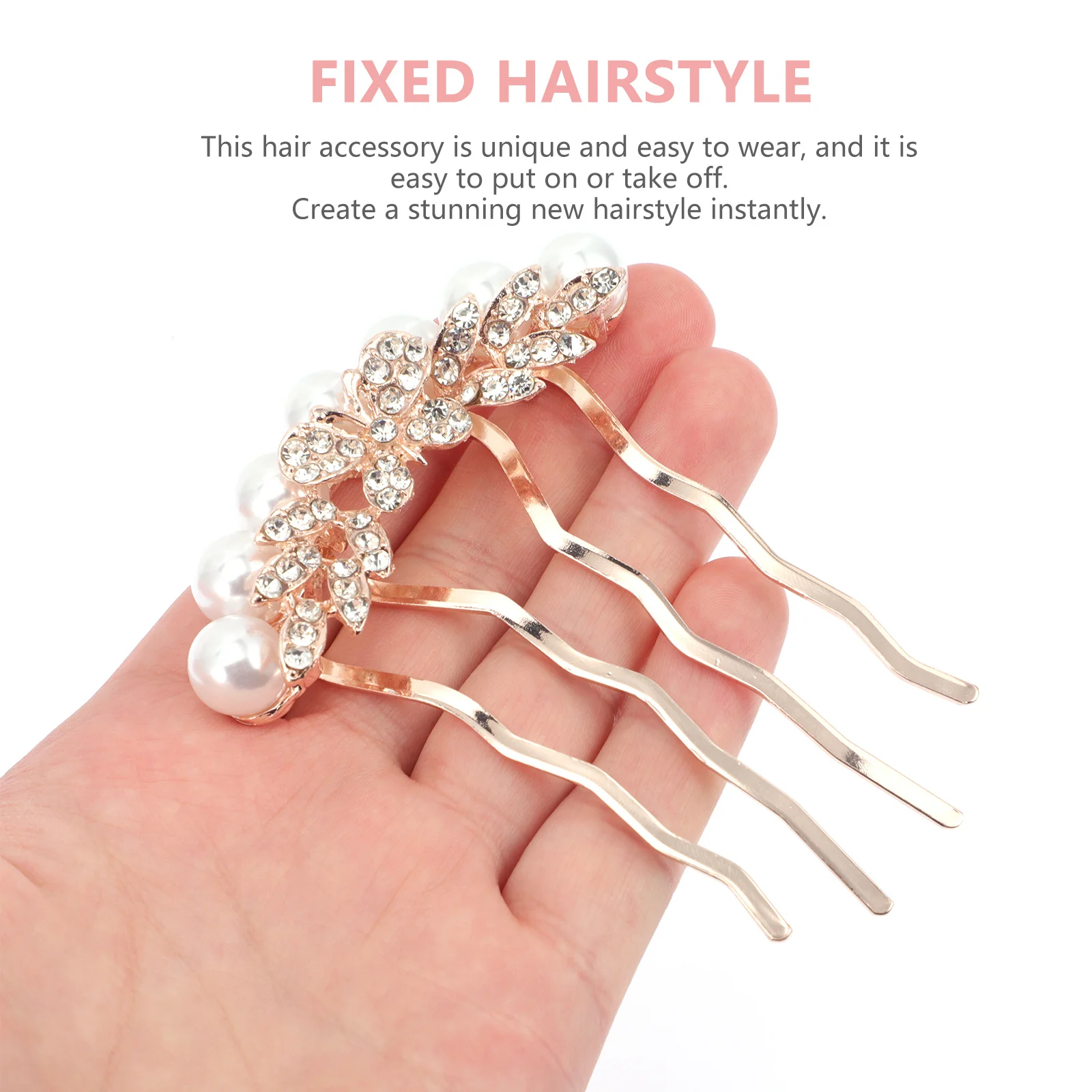 2pcs Pearl Hair Comb Vintage Bridal Hair Accessories For Women Wedding Party Rhinestone Side Comb Alloy Headdress