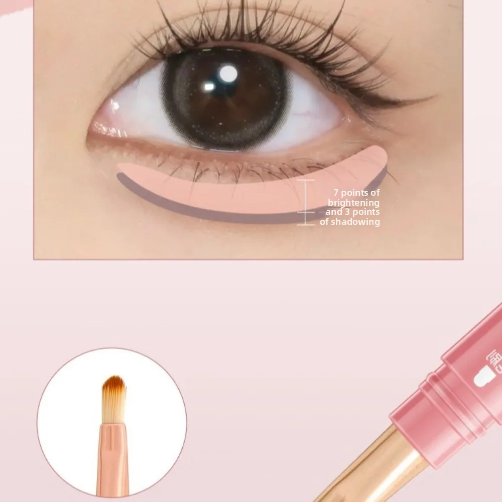 Lápiz de gusano de seda de doble punta, herramienta de maquillaje de ojos, resaltador multifuncional, pluma de maquillaje con pincel, barra de maquillaje abrillantador de ojos