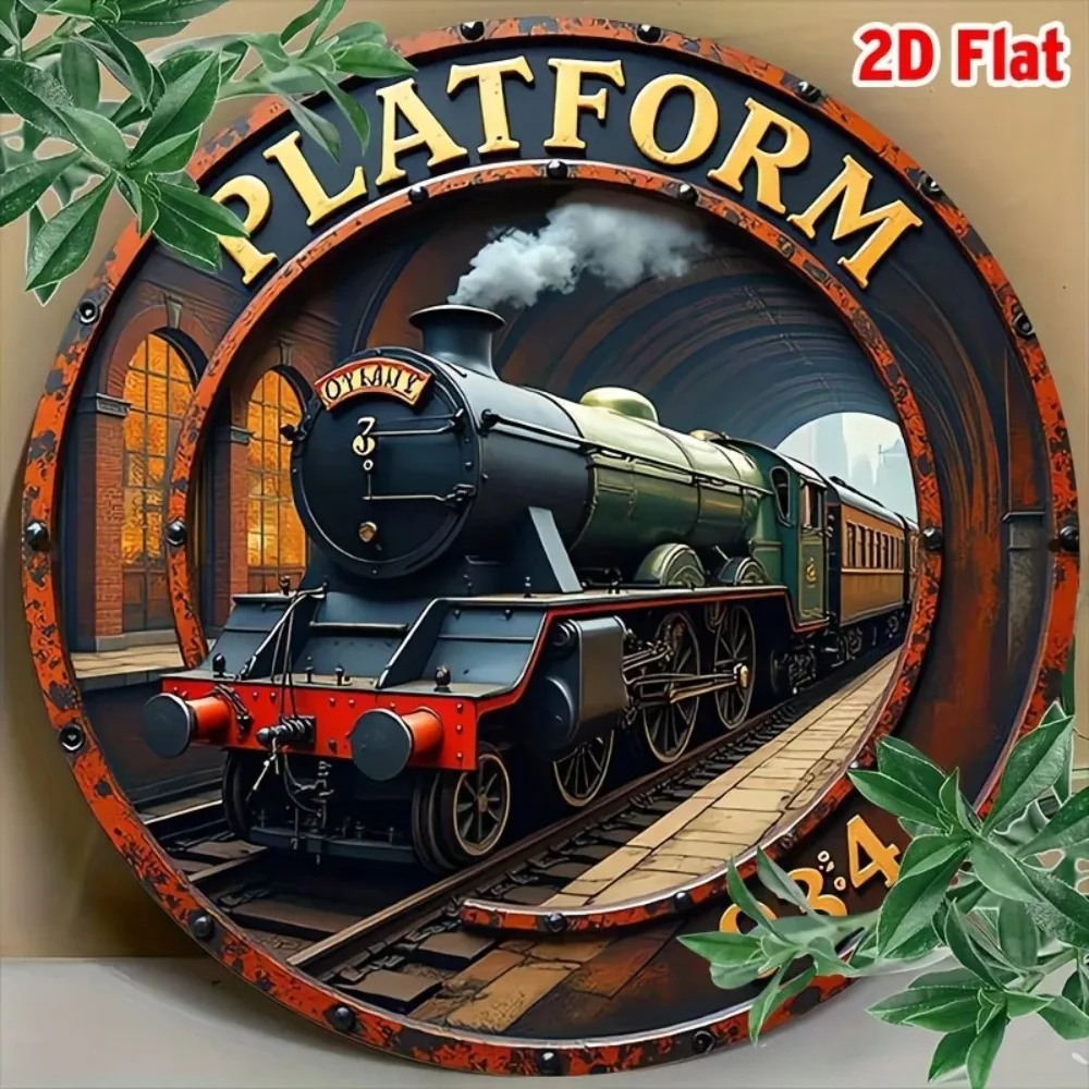 Metal Wall Art 7.8x7.8 Inch Retro Platform 9 3/4 Tin Sign Vintage Home Decor