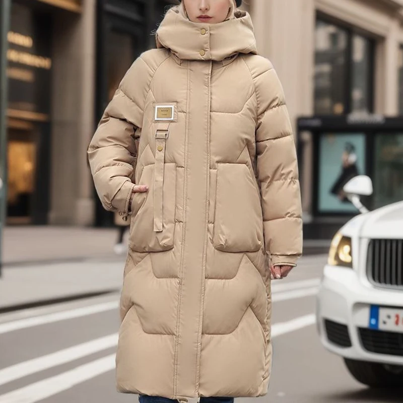 Parkas cálidas y gruesas para mujer, abrigos elegantes de manga larga con capucha y bolsillo, de Color sólido, informales, a la moda, otoño e invierno, 2023