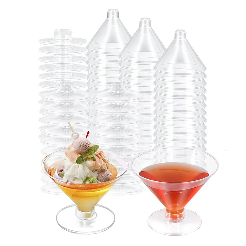 80 Pack Plastic Martini Glasses Disposable Cocktail Glasses 5 Oz Martini Plastic Cocktail Glasses,Ice Cream Dessert Cups-AA68