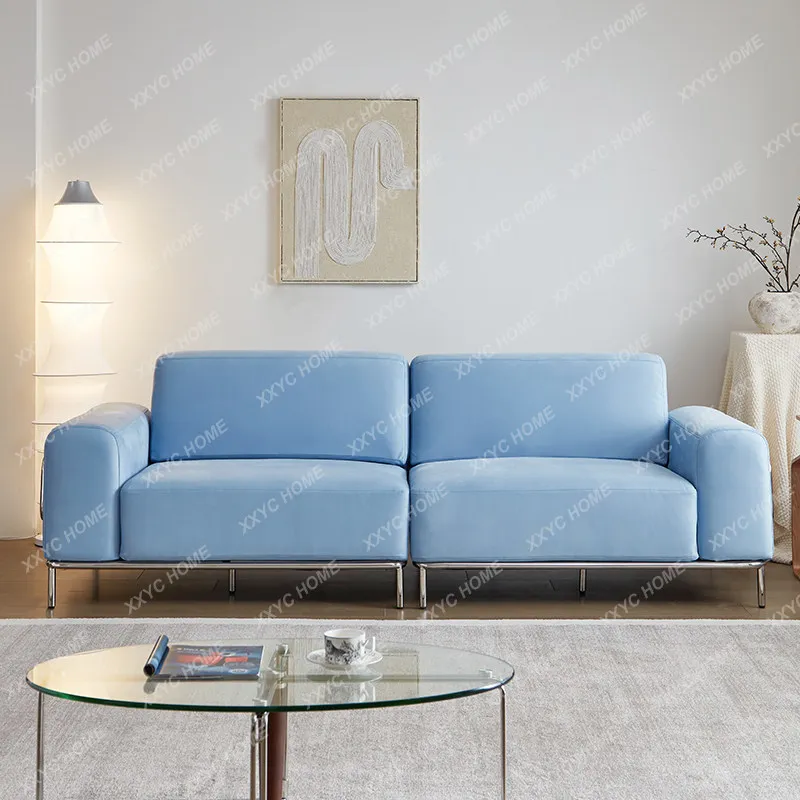 Blue sofa living room simple modern tall fabric removable and washable module combination