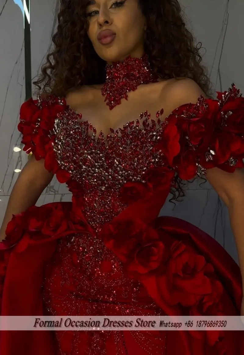럭셔리 크리스탈 스팽글 인어 이브닝 드레스 오프 숄더 프롬 드레스 맞춤형 웨딩 파티 가운 베스티도 데 갈라