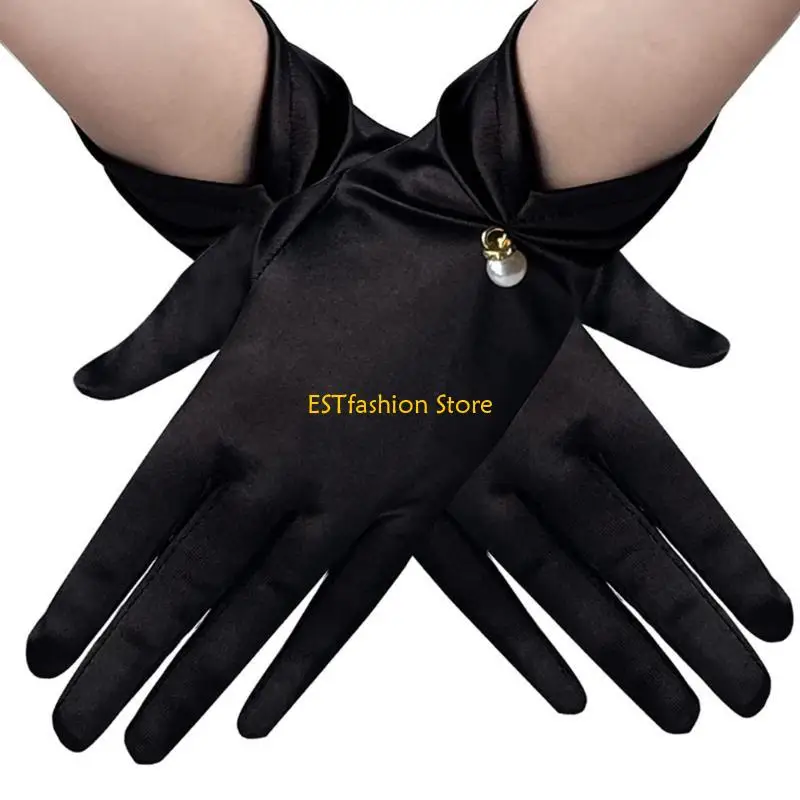 

Y5GC Elegant Pearls Decors Gloves Bridal Shower Gloves Wedding Bride Gloves Handwear