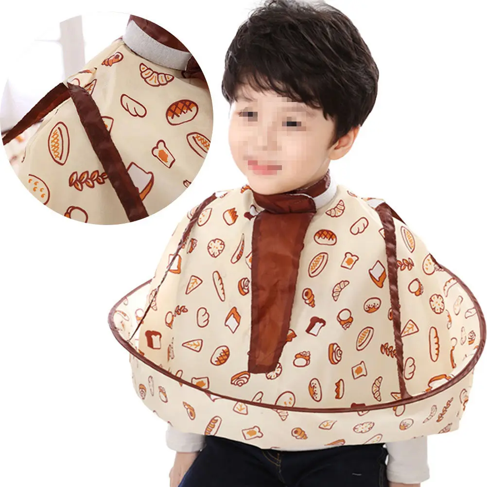 

Kids Hair Cutting Cape Size S Bread Pattern Waterproof Hair Clipping Catcher Umbrella Style Hairdresser Apron Cloak for Children