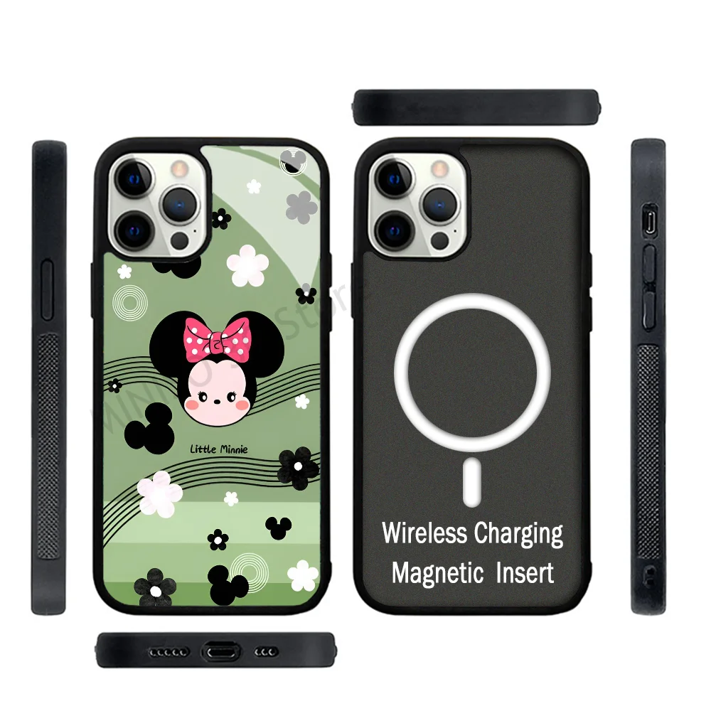 Green M-Mickey Minnie Mouse Phone Case Mobile Phone Cases for iPhone 15 14 13 Pro Max 11 12 Mini Alex Mirror TPU Shell