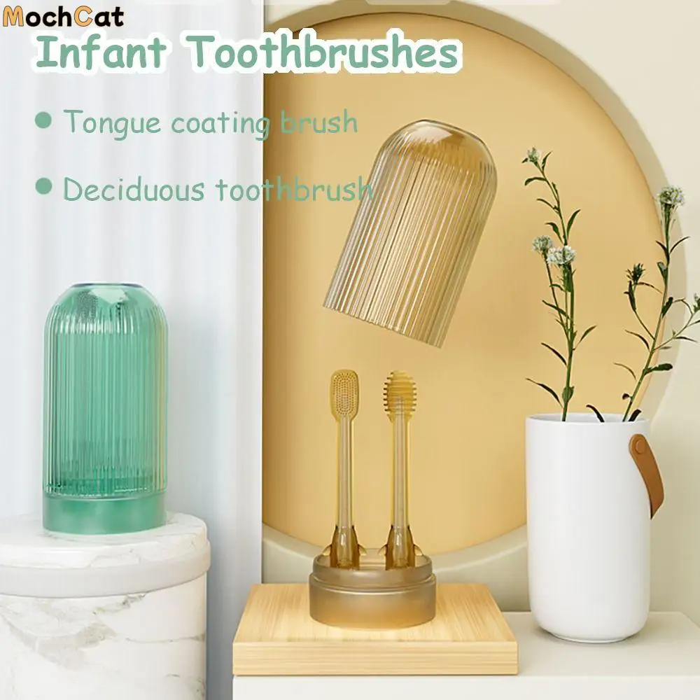 

Baby Oral Cavity Care Infant Toothbrushes Manual Toothbrush With Mouthwash Cup Tongue Coating Cleaning Teether Teeth Cleaning