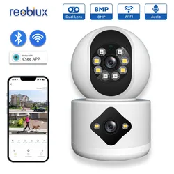 Reobiux Wifi Camera 8MP HD IP Cam Outdoor Surveillance Camera Panoramic Camera with AI Motion Detection Via ICsee Control