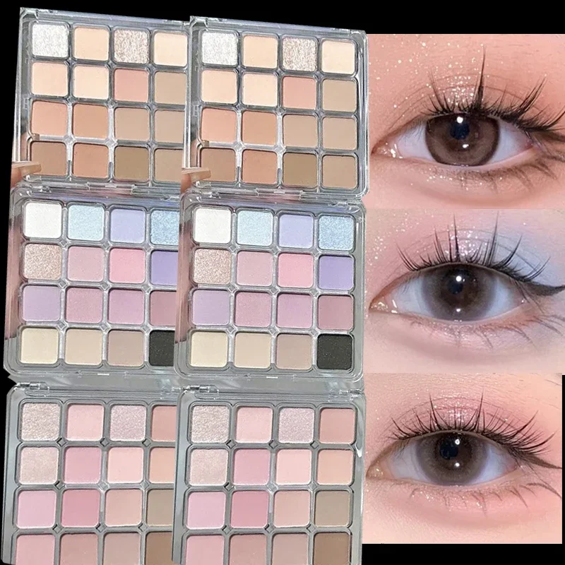 Paleta de sombra de ojos de 16 colores mate nacarado brillo fino sombra de ojos con brillo de baja saturación maquillaje de ojos cosméticos Coreanos