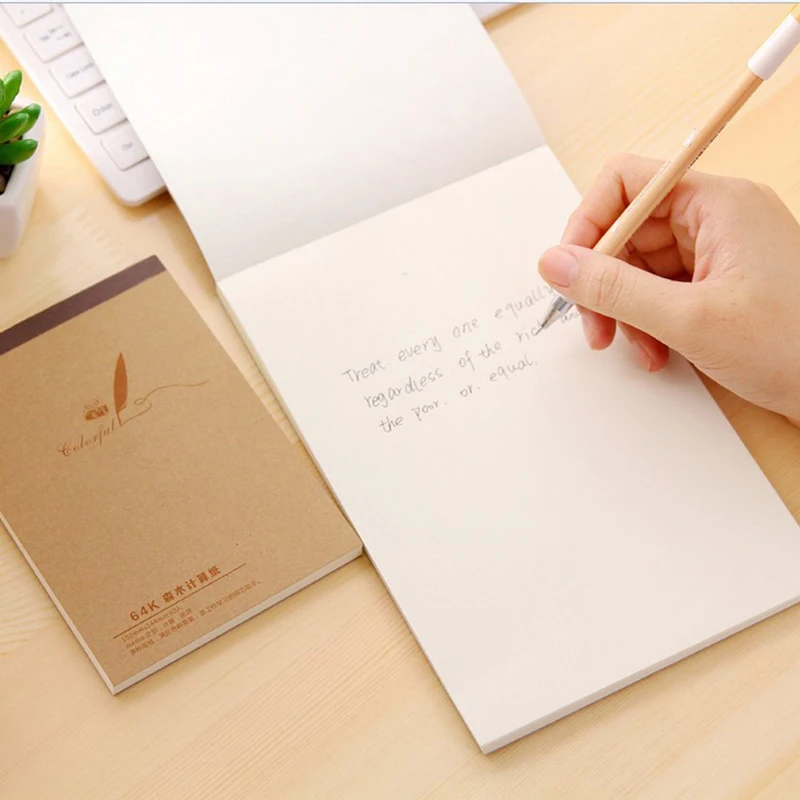 Mori Wood Office Kraft Paper Notepad Creative Stationery Blank Page Easy To Tear Scratch Paper Graffiti Draft Book