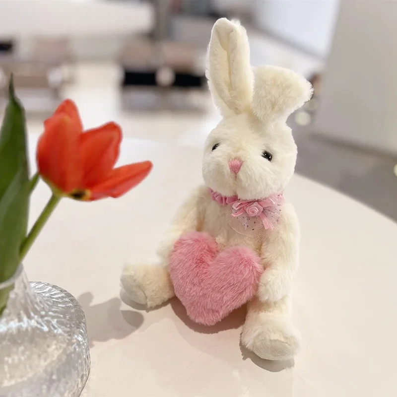 Lapin en peluche mignon avec pull, poupée pour enfant, cadeaux d'anniversaire pour enfants, jouets d'accompagnement pour bébé, cadeau de saint valentin