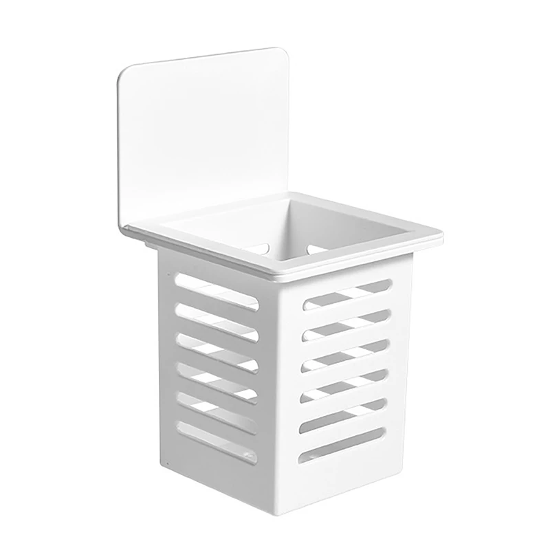 Wall Mounted Storage Rack Toothpaste Toothbrush Organizer Self-adhesive Storage Basket Floating Shelves Hollow Drain Rack Holder