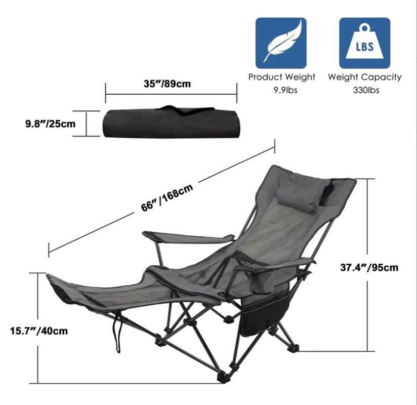 Dual-Purpose Folding Chair High Quality Popular Beach Chair With Detachable Footrest For Outdoor Garden Fishing Camping