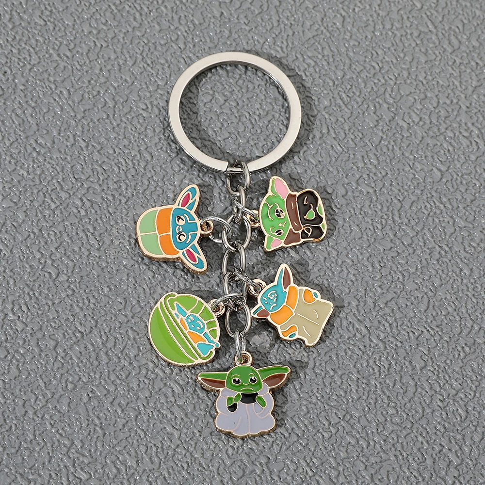 Star Wars Keychain with Master Yoda Baby Figure Pendant - Kids Toy Gift Car & Backpack Accessory