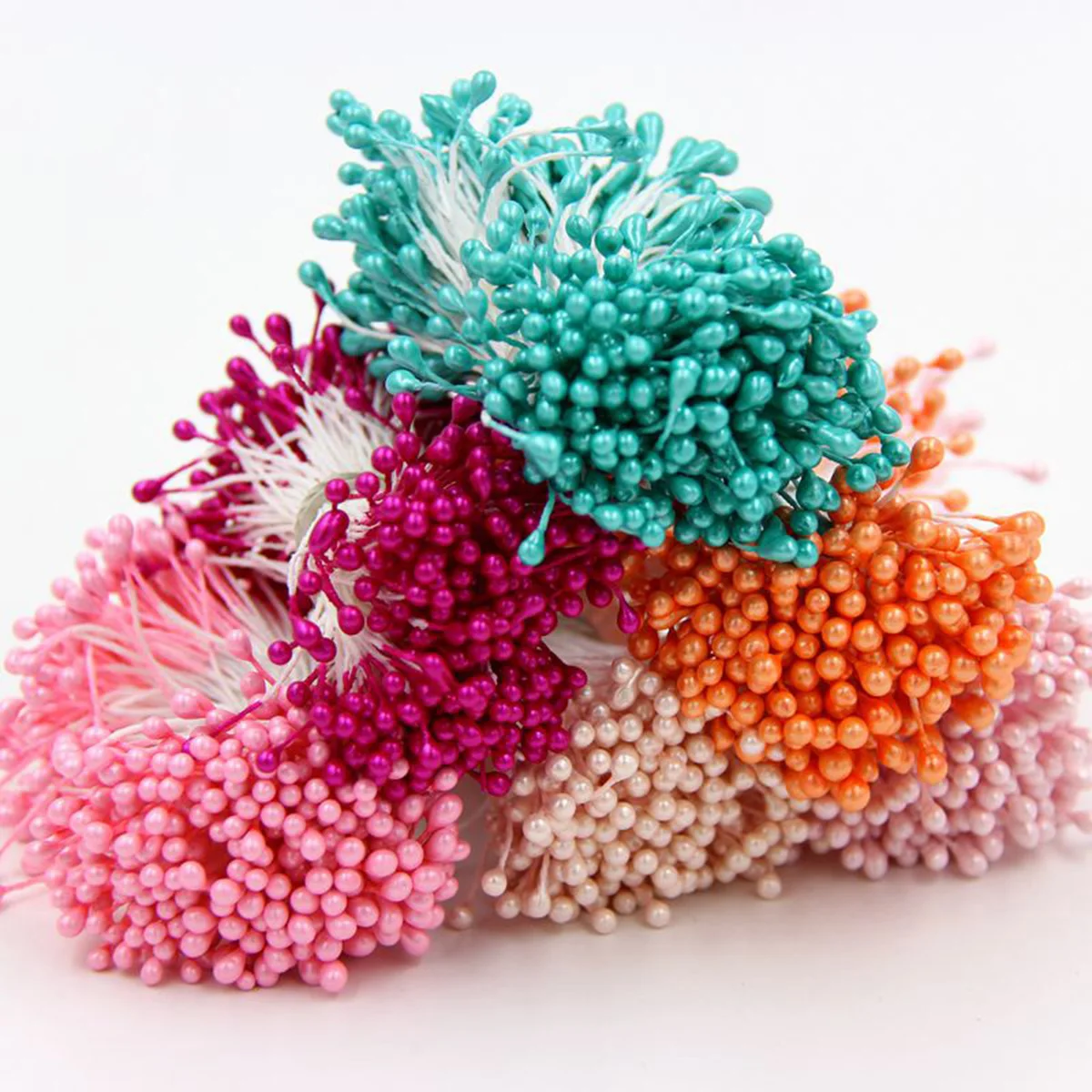 120-150pcs 55mm künstliche Blumen Staubblatt Hochzeit Wohnkultur DIY Sammelalbum Kranz mehrfarbigen Doppelkopf gefälschte Blumen Zubehör – Detail 10