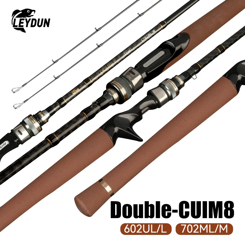 LEYDUN Fishing Rods Ultralight 1.8m 2.1m 2 Top Tip Fast Action Spinning Jigging Rod UL L M ML Carbon Casting Travel Feeder Rod