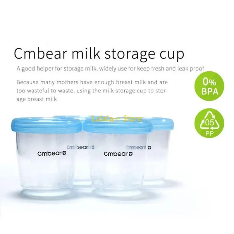 

Y4QA Set of 4 Baby Newborn Freezer Storage Containers 3 Colors Mini Condiment, and Sauce Containers