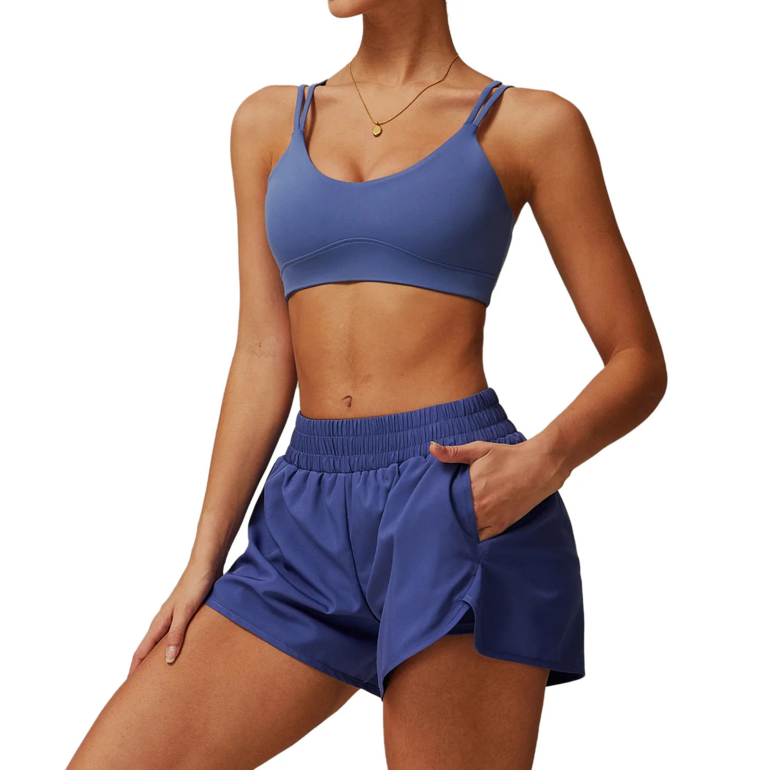 Maxdutti Naked Speed Drying Yoga Set Cross Back Fitness Top Outdoor Running Hip Lifting Sports Set Two Piece Set Women's Suit