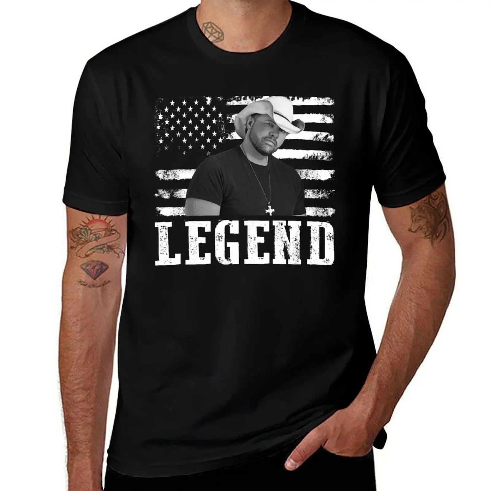 

Distressed American Toby Flag Keith Music Legend T-Shirt Plus Size Workout Short Sleeve Top