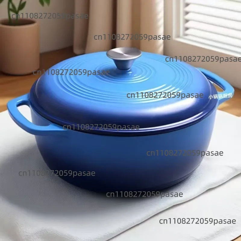 Cast Iron Enamel Pot Baking Bread Enamel Binaural Pot Deepened White Cast Iron Pot