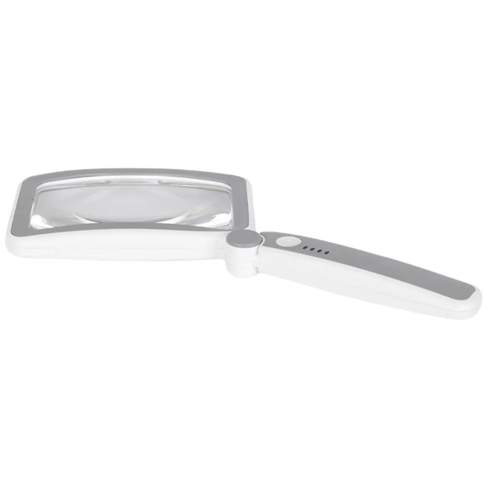 

1 set Foldable LED Magnifier High Definition Reading Glasses Gray White Handheld Enlarging Tool for Sewing Craft Work Elders