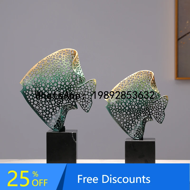 

XL Yearly Prosperity Fish Ornament Living Room Metal High-End Decorative Piece