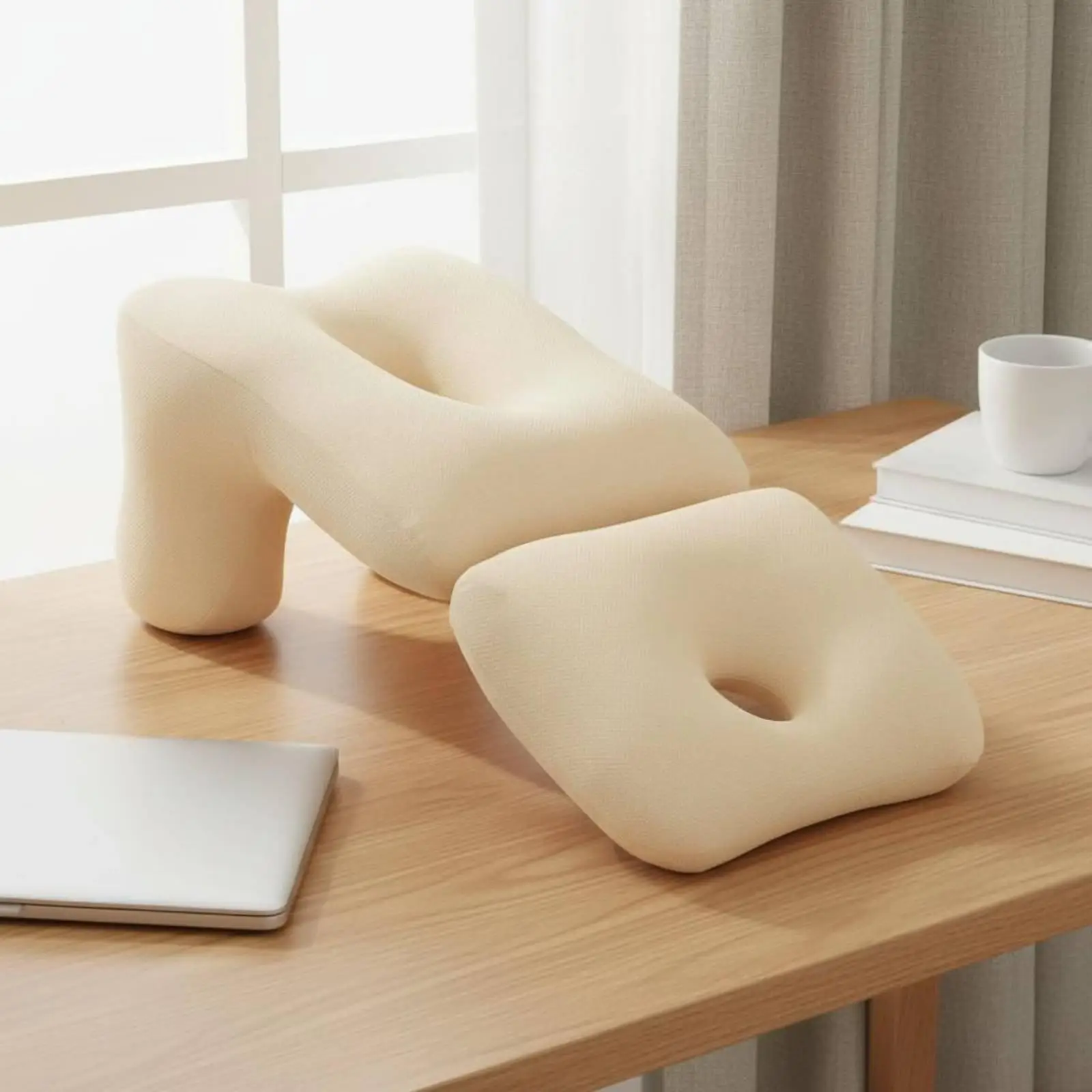 Comfort Velvet Desk Pillow Unique Hollow Shape Multipurpose Rest Cushion for Office Students Bedside Napping