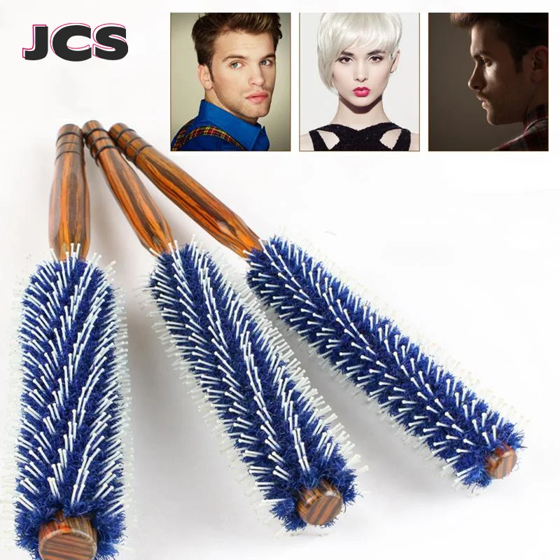 Anti Static Wood Natural Boar Bristle Hair Round Brush Hairdresser Styling Tool Teasing Brush For Hair Curly Comb Barber Salon