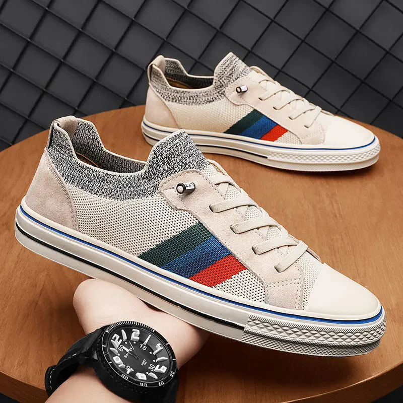 

Men's Trendy Shoes Mesh Woven Breathable Walking Shoes Men's Summer Korean Version Versatile Soft Soled Lazy Shoes, Foot Covers