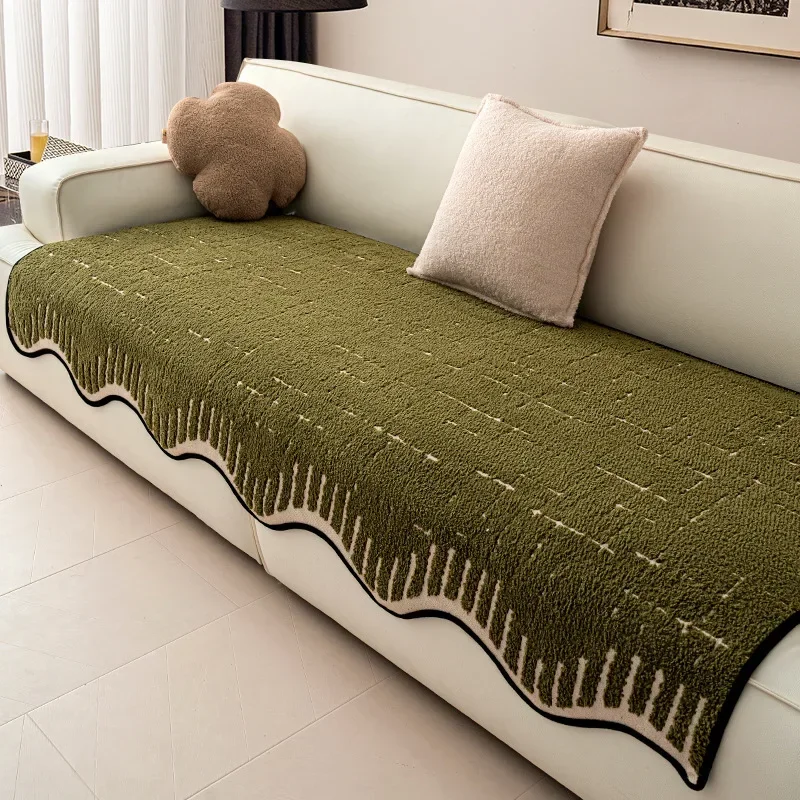 Cojín de sofá en forma de alienígena de invierno, funda de sofá de felpa suave antideslizante gruesa para sala de estar, almohadilla para ventana, decoración de sofá en forma de L