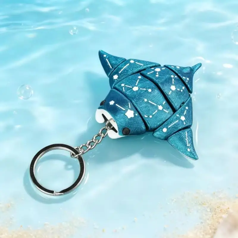 3D Printed Gradient Marine Animal Movable Galaxy Whale Shark Keychain Bag Pendant Fashion Small Gift Cute Keychain
