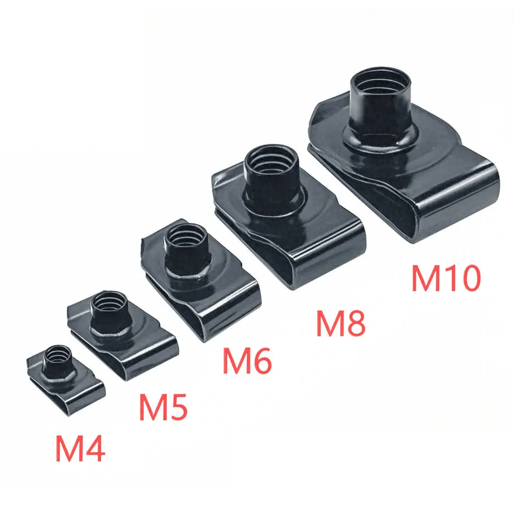 10pcs Black U Type Clips M4 M5 M6 M8 Thread Q312 Cleat Nut Q312  for Car Motorcycle Scooter ATV Moped