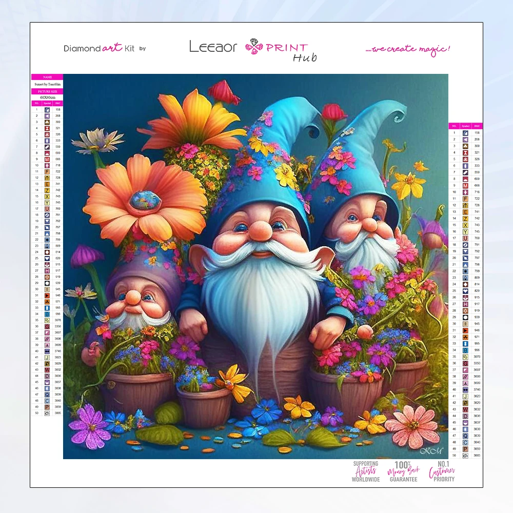 New 2024 Full Round Diamond Mosaic Gnome Diamond Painting Goblin Beads Embroidery Santa Claus Chrtistmas Gift Home Decoration