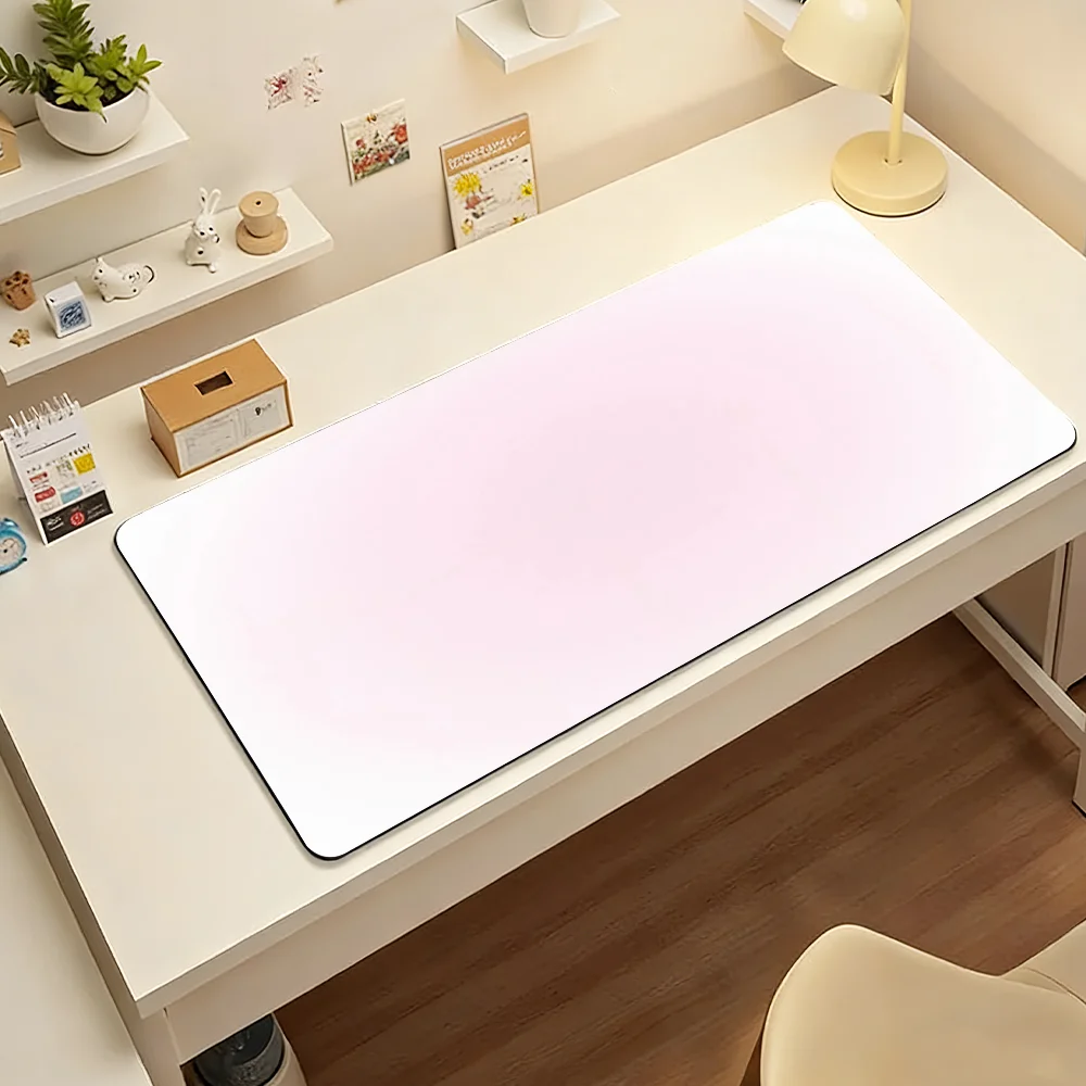 White Pink Blue Gradient Mouse Pad Large Non-Slip Waterproof Mat Stitched Edge Keyboard Pad for Gaming Daily Office