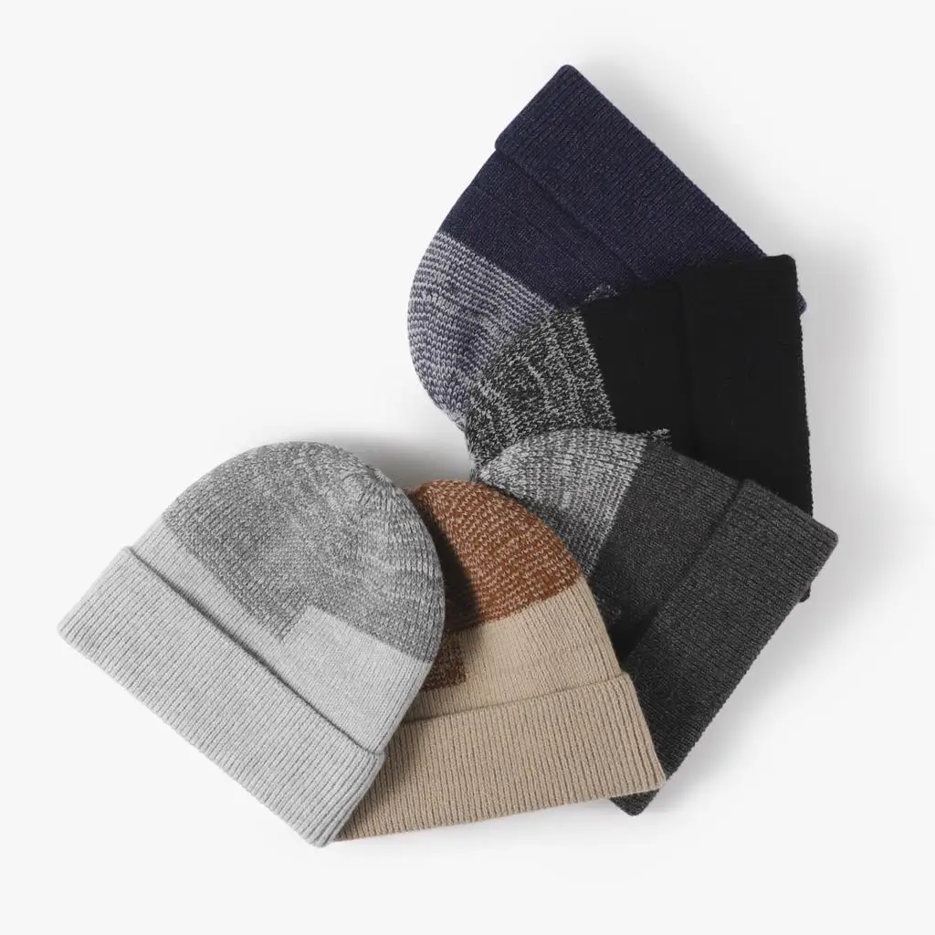 Autumn Winter Fleece Warm Cold Cap Men And Women Thick Ear Protection Skullies Color Block Knitted Hats Fashion Outdoor Beanies