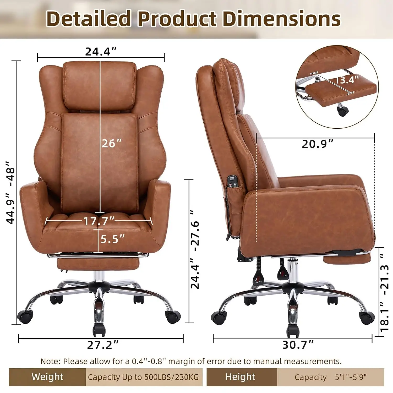 Kneading Massage Office Chair Flip-up Armrest Ergonomic Home & Office Use, Customized