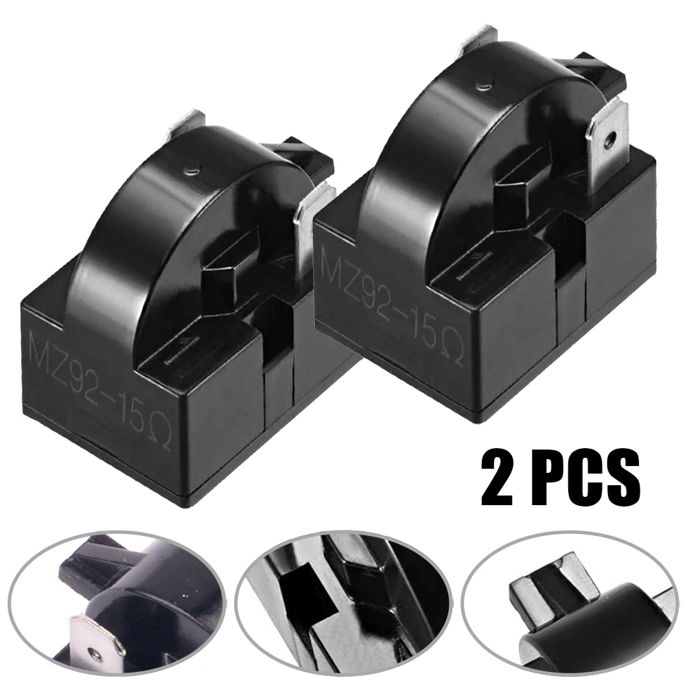 2pcs Refrigerator PTC Start Tarter Relay Replacement For Mini Fridges 15Ohm 2 Pin Danby Compressor Freezers Accessories