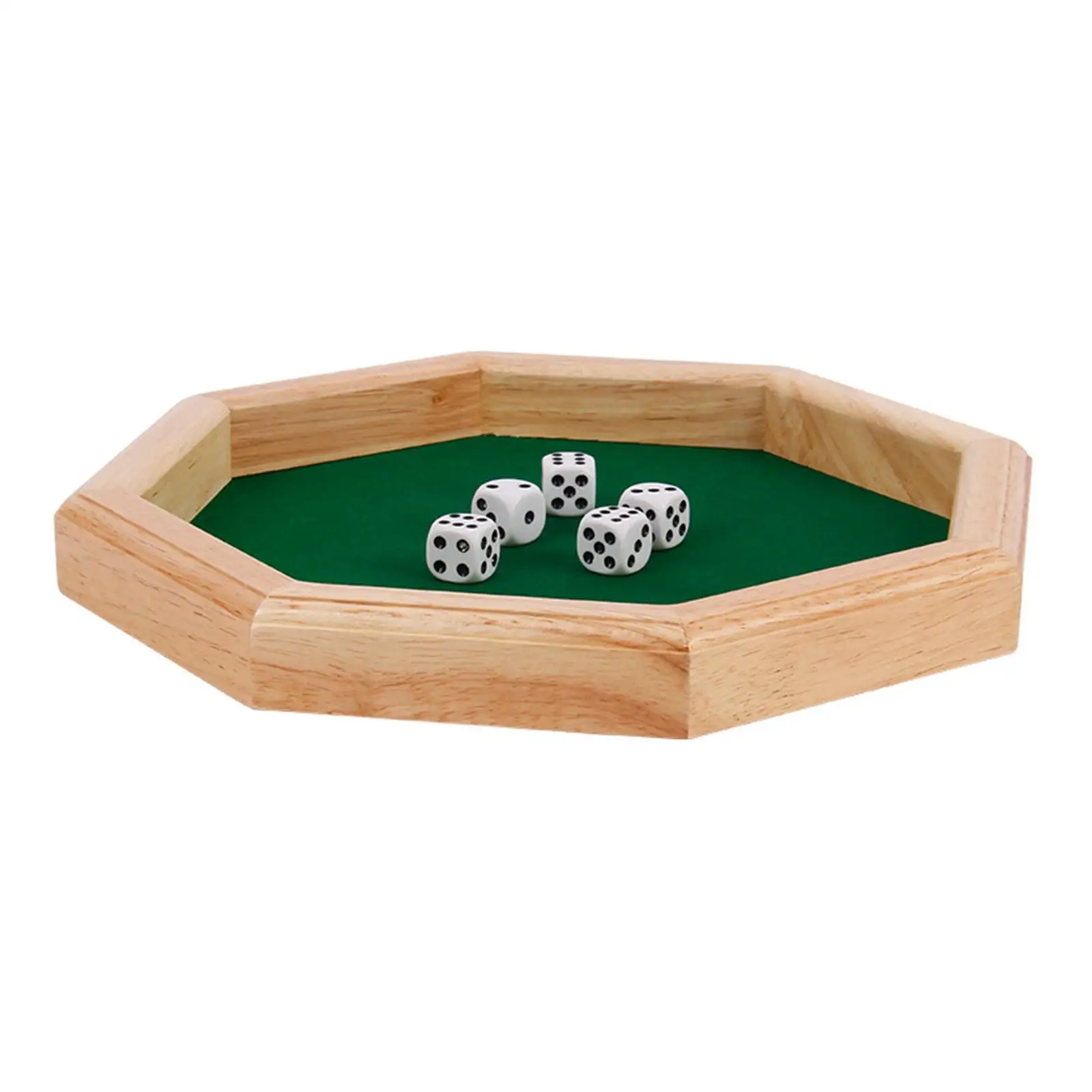 10.2 inch Wooden Dice Octagonal Dice Tray Board Game for Game Night Game Dice Party and Celebrations Party Supplies Children Toy