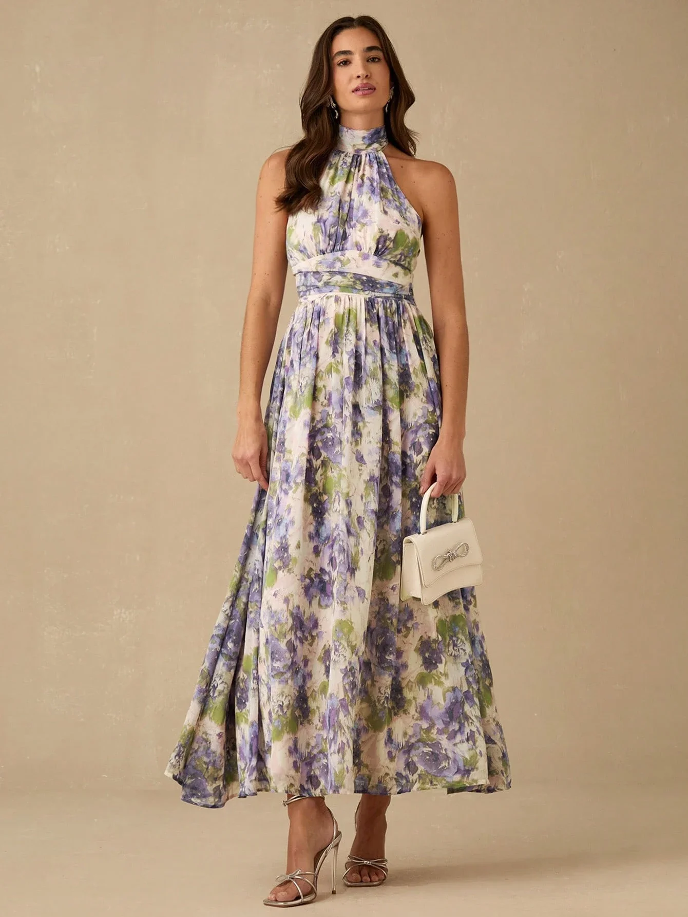 

Романтическое женское платье Enchnt весна-лето с цветочным принтом в бело-синих тонах, без рукавов, с драпировкой, на бретельках, с открытой спиной, макси-платье, нежное и элегантное