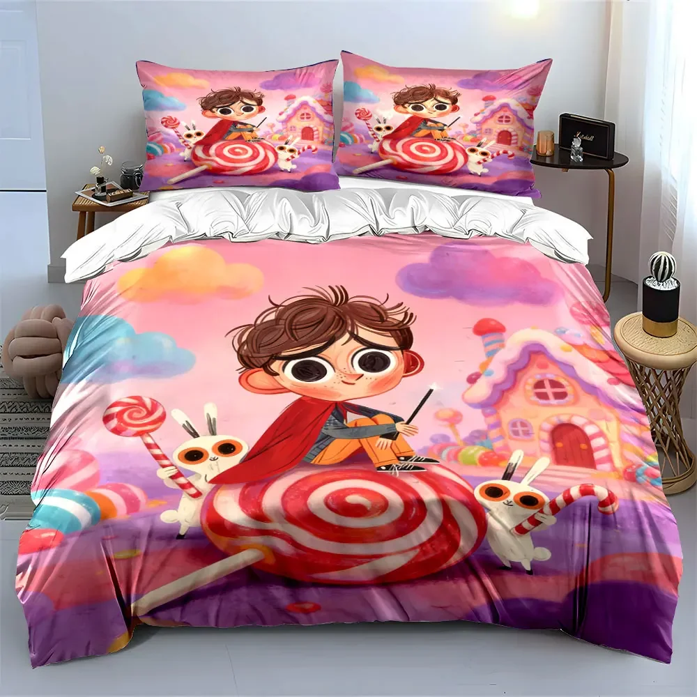 Candy Theme Kids Room Decor Soft Comfortable Duvet Cover Bedding Set Included 1*Duvet Cover & 2*Pillowcases, gift