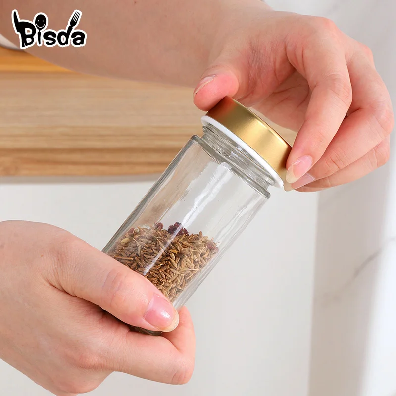 Stainless Steel Seasoning Rack with Glass Spice Jar, Multifunction Spice Container Set, Salt and Pepper Shakers, 12 PCs