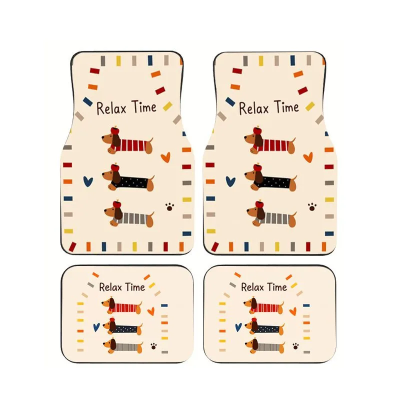 

Car Floor Mats Set of 4 Cute Dachshund Dog Print Non Slip Universal Fit for Most Cars Trucks SUVs All Weather