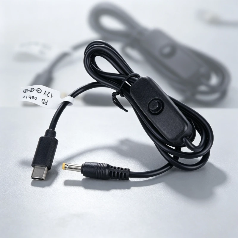 USB C Power Delivery to 12V Cable, 4.0X1.7Mm Round Tip, On Off Control, Center Positive, 1M Black Cord for Daily Device 896C