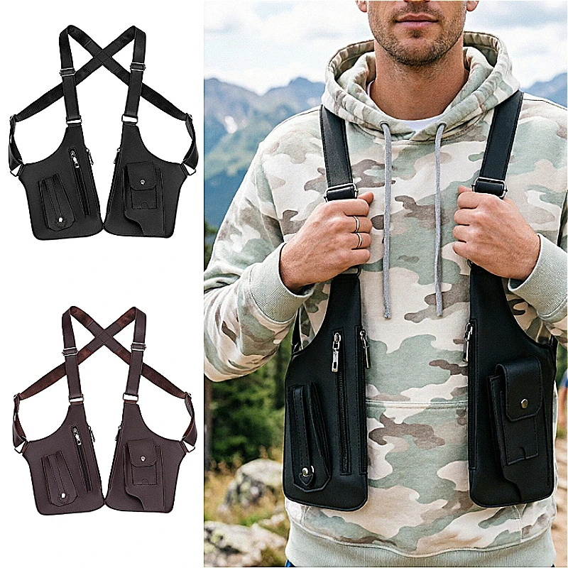 

Тактическая сумка-слинг с двумя плечевыми ремнями, ретро-стиль, многофункциональная, с защитой от краж, водонепроницаемая, из ПУ, для активного отдыха, путешествий, походов, нагрудная сумка для мужчин